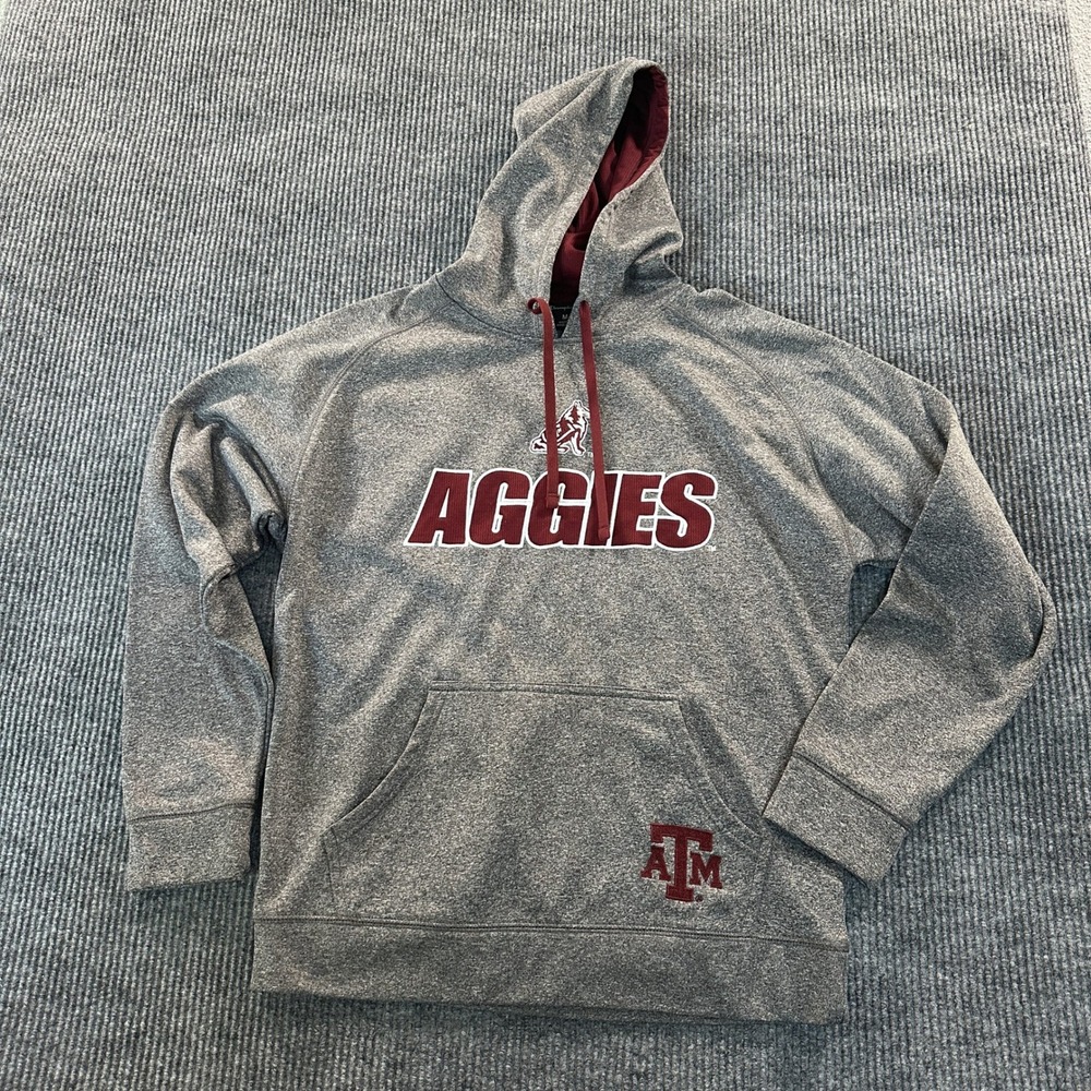 Champion Elite Texas A&M Aggies Hoodie Gray Maroon Men M Polyester Sweatshirt